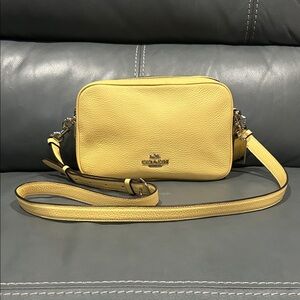 Coach Yellow Pebble Leather Camera Bag